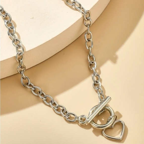 Silver 3/$30 Heart Toggle Chain Necklace - Picture 2 of 2